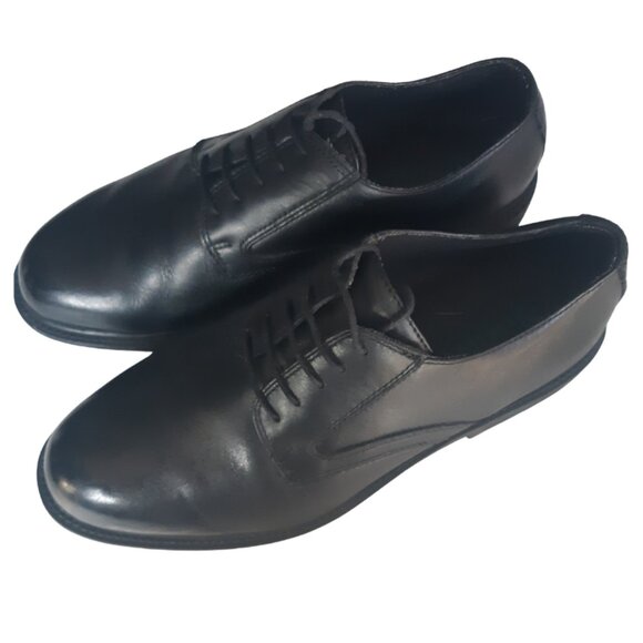 Benchmark SZ 12W Men's Derby Shoes Black Leather, Rubber Sole - Picture 1 of 10